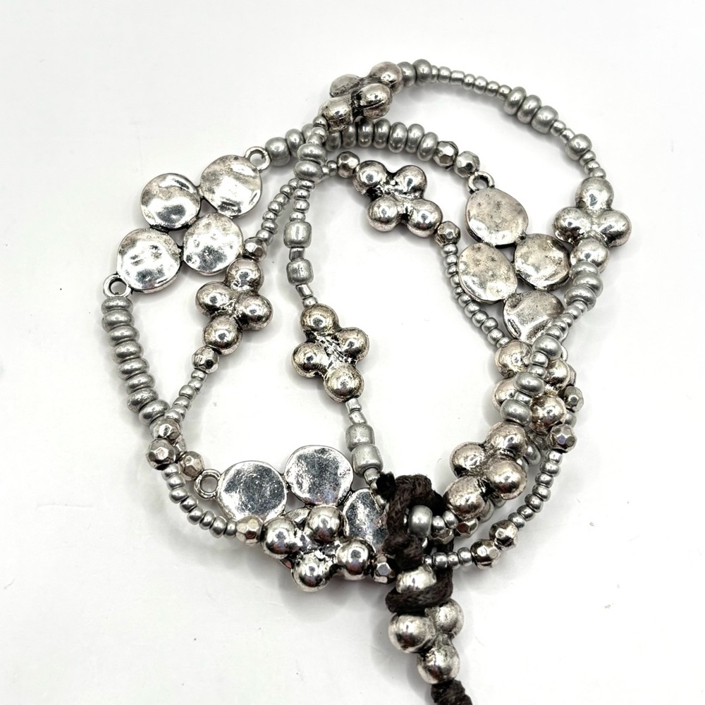 Elegant Silver Beaded Stackable Stretch Bracelets - image 3